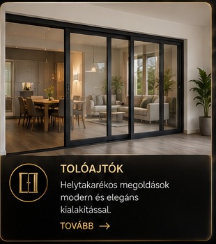 Nagy üvegfelületű modern tolóajtó